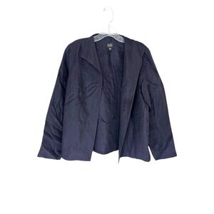 Eileen Fisher Blazer Black Textured Silk Open‎ Front Work Event Evening Small